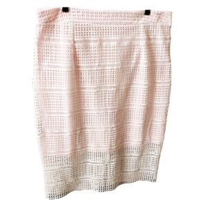 Rare Pagani Mesh Crochet Overlay Pencil Skirt in Coral and Cream